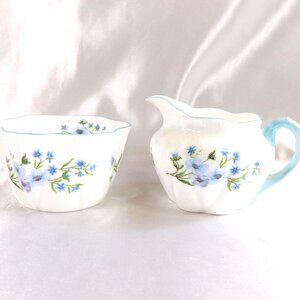 Shelley Mini Creamer and Open Sugar Bowl in Blue Rock # 25738